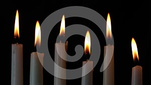 Six Flickering White Taper Candles Loop