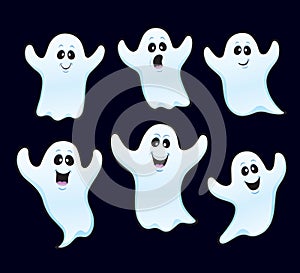 Six Floating Halloween ghosts