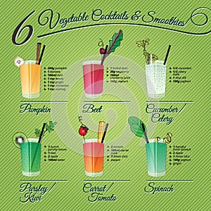 Six fresh vegetable cocktails & smoothies