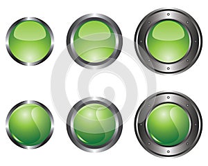 Six green buttons