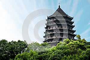 Six Harmonies Pagoda  Liuhe Pagoda  near Qiantang River in Hangzhou, China