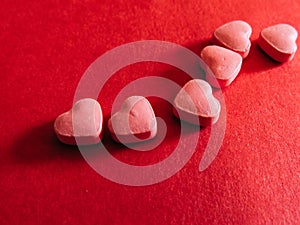 Six heart tablets. Valentines day. photo