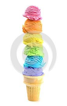 Six Large Scoops of Rainbow Ice Cream