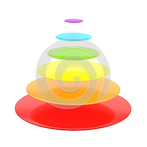 Six layer cone pyramid isolated