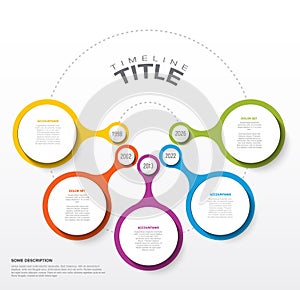 Six light circle steps process infographic with icons and description