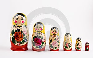 Six matryoshka dolls