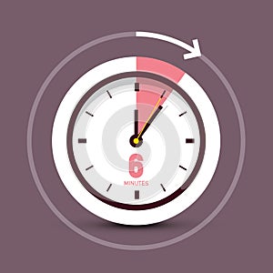 Six Minutes Retro Vector Clock Icon