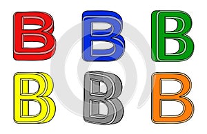 Six multicolored letter B 3d