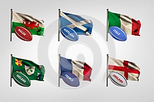 Six nations flags