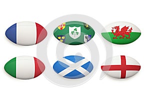 Six nations rugby balls photo
