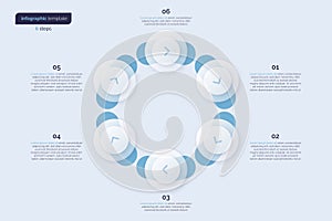 Six option circle infographic design template. Vector illustration