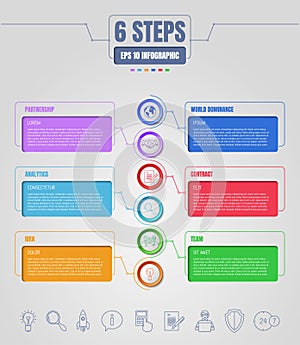 Six options or steps infographic. Business thin line icons. Template for your design works.