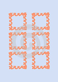 Six orange crosshatched frames with copy space on blue background