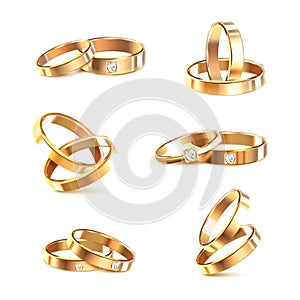 Wedding Rings Realistic Set