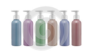 Empty bottle for cosmetic moisturizer or liquid soap brand label mockup on white background.