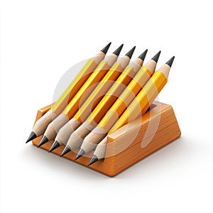 Sharpened Yellow Pencils in Wooden Holder: Back to School Supplies photo