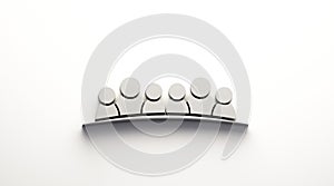 Six People Friends. Logo illustration. 3D white color render illustration
