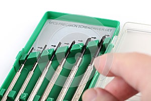 Six piece precision screwdriver set.