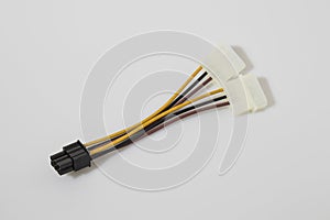 Six pin gpu cable pc component in a white background