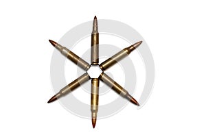 Six-pointed star of M16 cartridges isolated photo