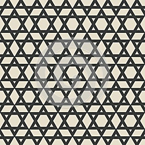 Six-pointed star monochrome seamless pattern