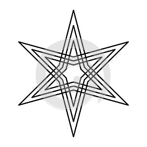 Six-pointed star, an hexagram with three symmetric offset lines photo