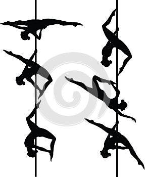 Six pole dancers