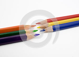 Six Rainbow Colored Pencils
