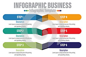 Six rectangle timeline steps or option workflow infographic plan concept design vector with icons. Business roadmap timeline