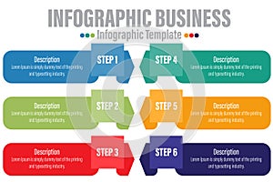 Six rectangle timeline steps or option workflow infographic plan concept design vector with icons. Business roadmap timeline