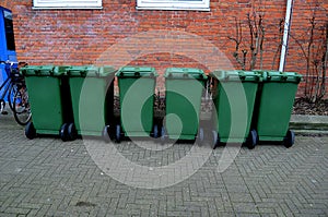 SIX RECYCLE CONTAINERS