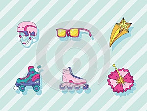 six roller skate icons