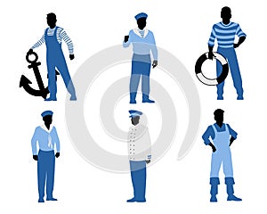 Six sailors silhouettes photo