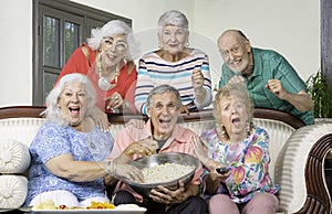 Six Senior Friends Reacting to Television