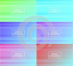 six sets of green, blue, purple, pink, red and pastel blue abstract background with horizontal stripes