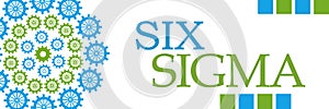 Six Sigma Green Blue Circular Gears Horizontal