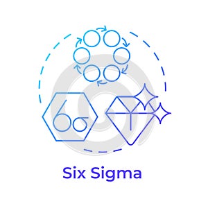 Six sigma methodology blue gradient concept icon