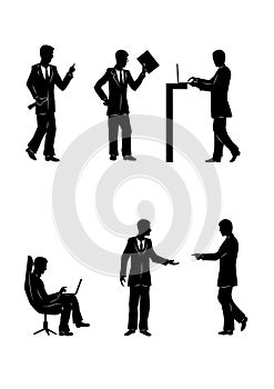 Six silhouettes of businessmen