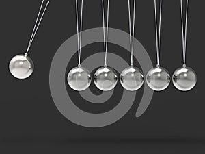 Six Silver Newtons Cradle Shows Blank Spheres