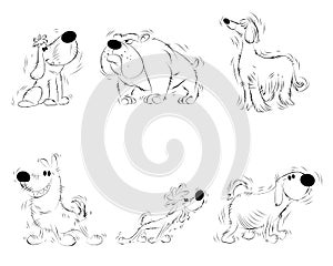Six sketches of dogs