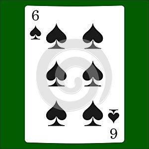 Six spades. Card suit icon vector, playing cards symbols vector