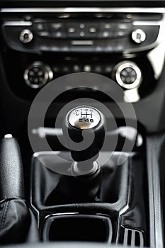 Six speed gearstick of modern car