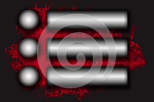 Six stainless steel horizontal labels on the red smoke background