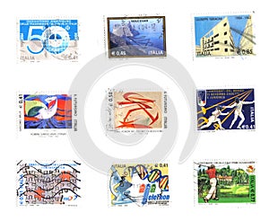 Six stamps of Italy