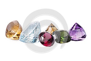 Six stones. Row of perfect shining gems. Dazzling luxury jewerly