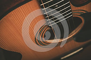 Six String Classical Acoustical Guitar Closeup