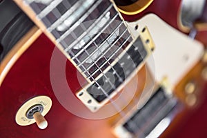 Six-string electric guitar closeup