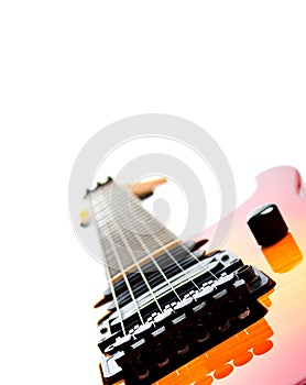 A six string electric guitar isolated on a white