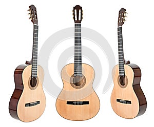 Six-string guitar isolated on white with clipping path