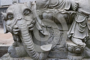 Six teeth white elephant-Stone statue photo